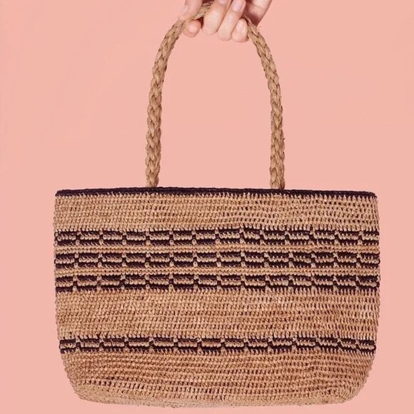 ROUJE Sebastien Raffia Basket Bag Tote Iconic - Picture 1 of 6